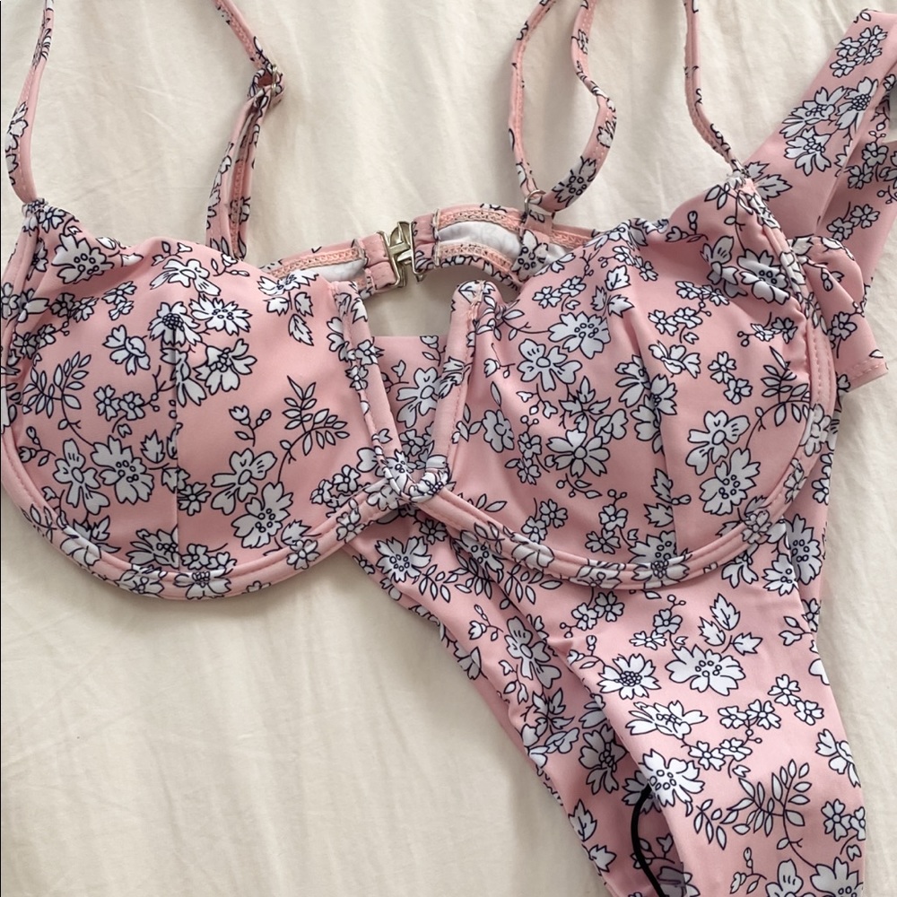 floral pink bikini